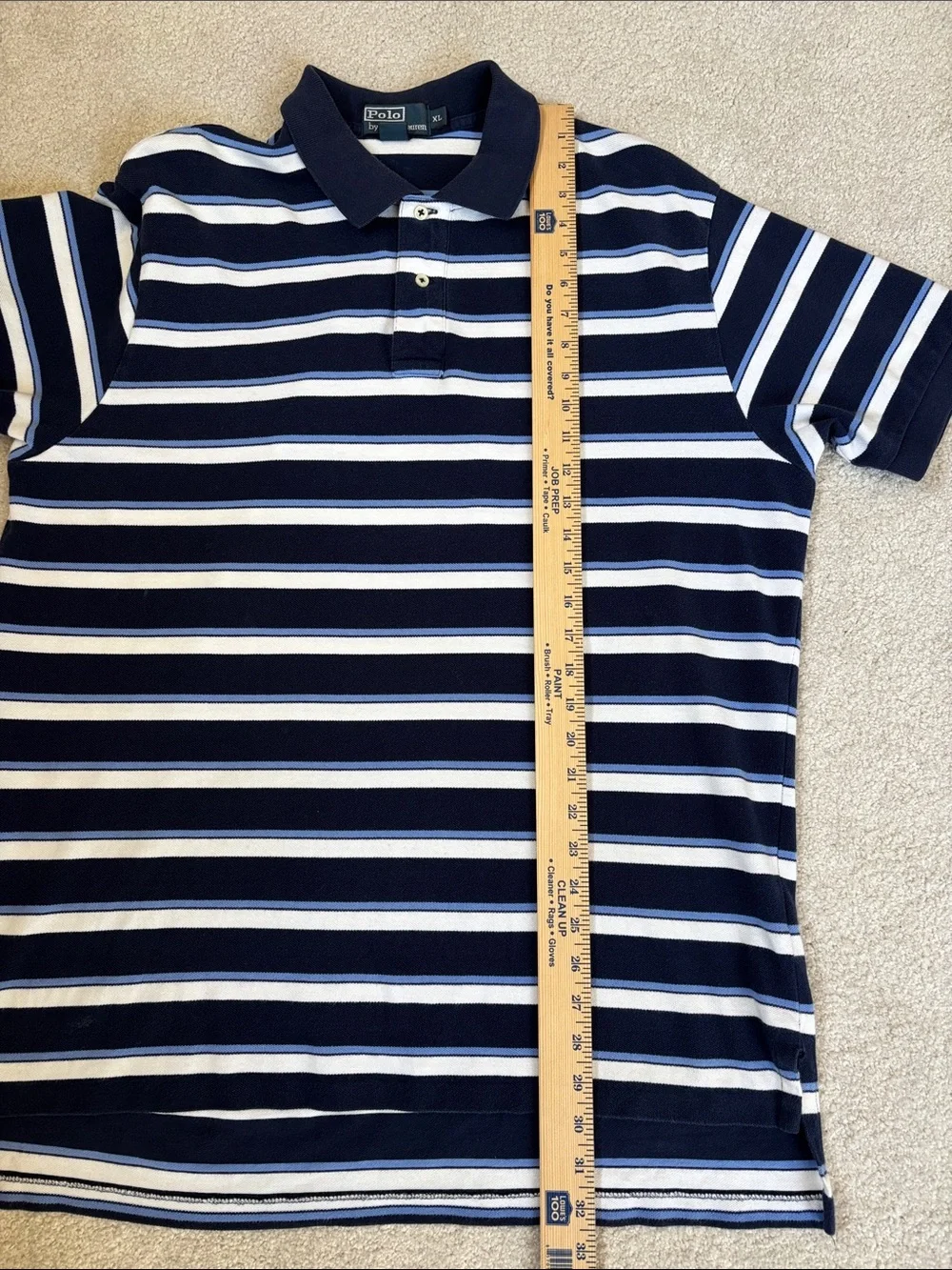Vintage Polo Ralph Lauren Pique Blue Striped Short Sleeve Polo Shirt Mens‎ XL